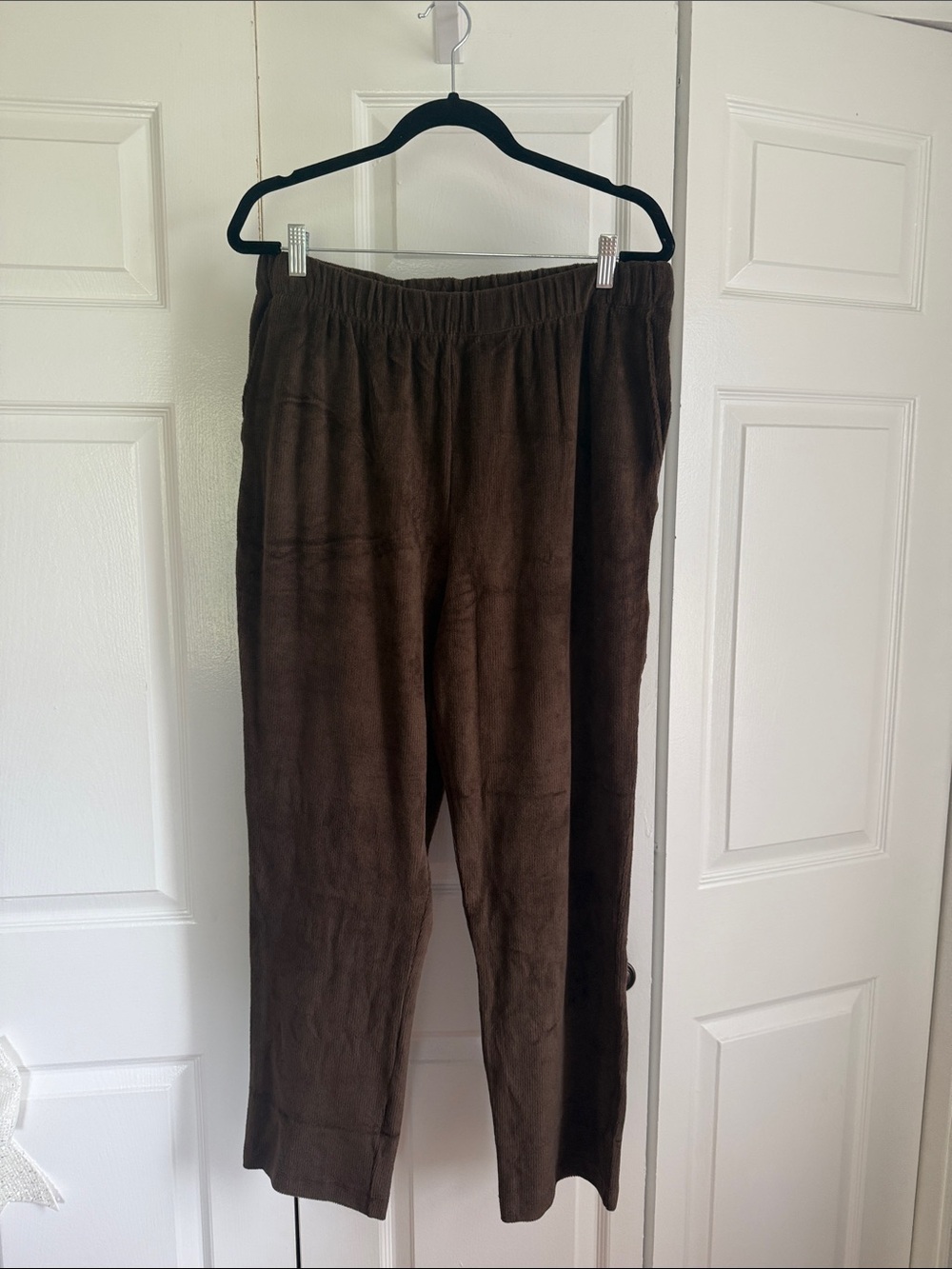 Lands' End Brown Corduroy Elastic-Waist Women’s Pants